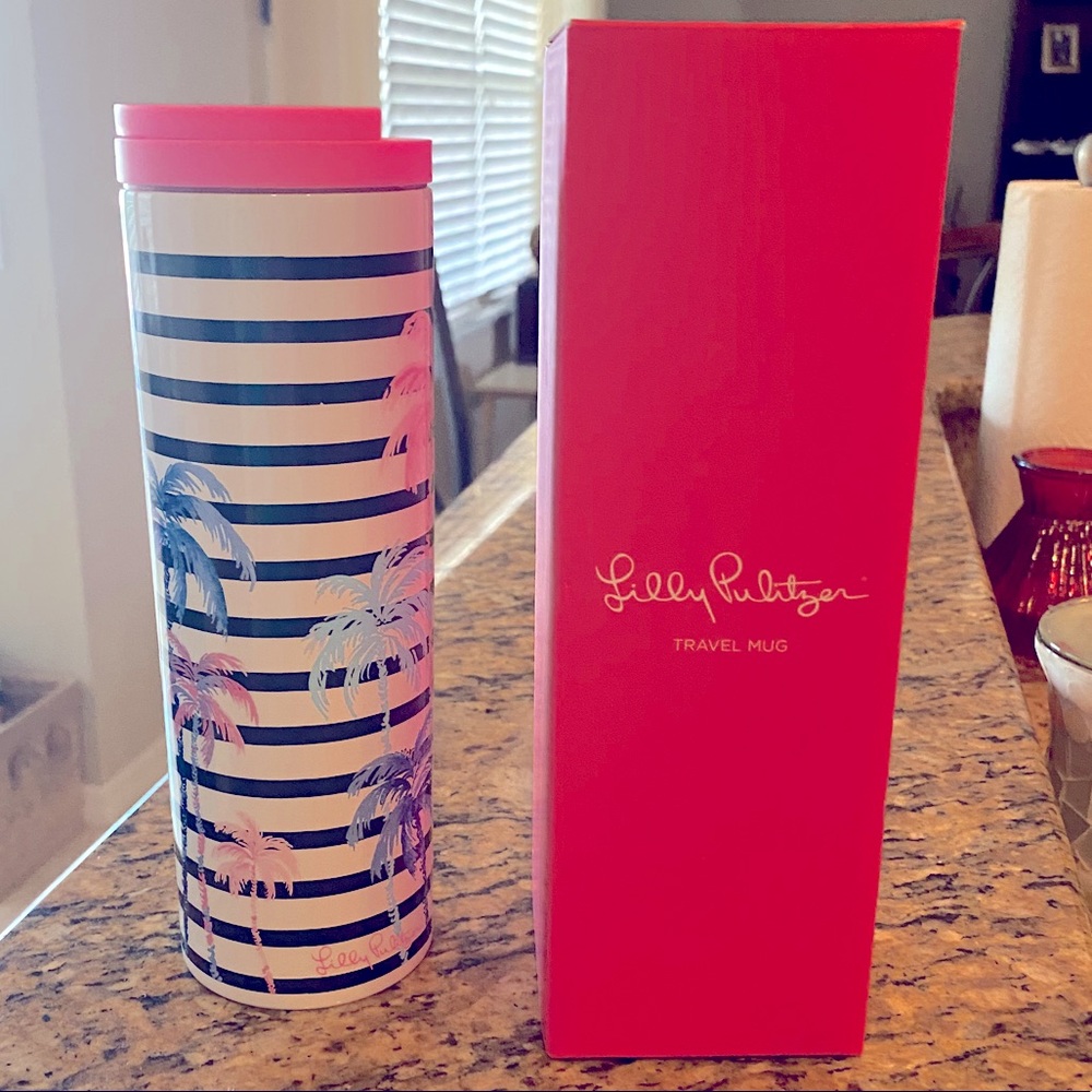 NWT! Lily Pulitzer Desert Palm Travel Mug!
